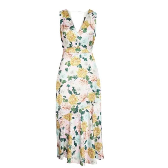 Sam Edelman Womens Pink Multi Floral Double-V Daytime Midi Dress Size 14 - Picture 3 of 8